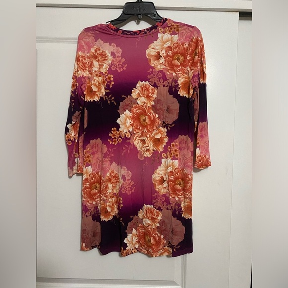 Johnny Was Carina V neck swing tunic top vibrant pink floral print soft stretchy - Picture 3 of 4
